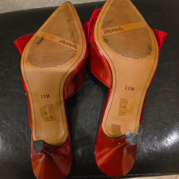 J Red Eleonna Red Patent Leather Bow Mule Heels - Picture 16 of 16
